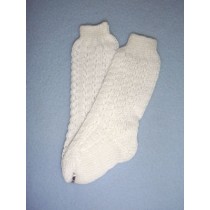 |Sock - Cotton Crochet w_Design - 18-20" White (4)