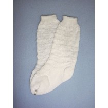 Sock - Cotton Crochet w_Design - 18-20" White (4)