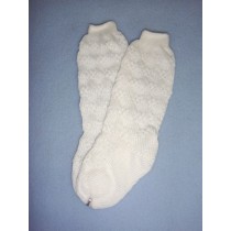 |Sock - Cotton Crochet w_Design - 18-20" White (4)
