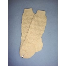 Sock - Cotton Crochet w_Design - 8-11" Ivory (00)