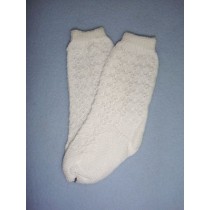 Sock - Cotton Crochet w_Design - 8-11" White (00)