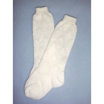 Sock - Fancy Diamond Knee-High - 24-26" White (8)