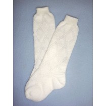 Sock - Fancy Diamond Knee-High - 8-11" White (00)