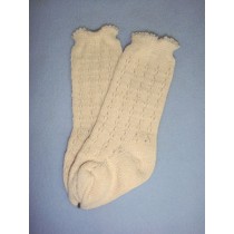 Sock - Knee-High Cotton Crochet - 15-18" Ivory (2)