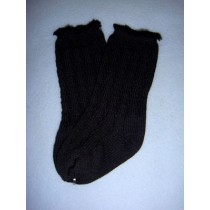 |Sock - Knee-High Cotton Crochet - 18-20" Black (4)