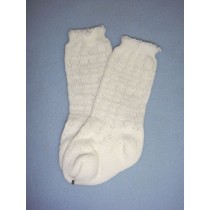 Sock - Knee-High Cotton Crochet - 24-26" White (8)