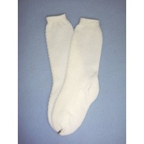 |Sock - Knee-High w_Open Weave Pattern - 18-20" White (4)