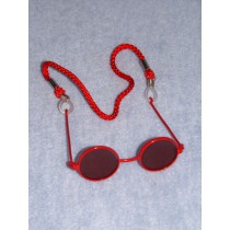 Sunglasses - 3" Red w_Red Cord