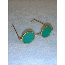 Glasses - Round - 3" Gold Wire w_Green Lens