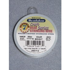 7 Strand Beading Wire - .012" (.30 mm) Bright - 30 ft spool