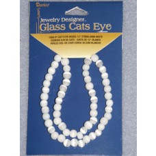 lCats Eye Bead Strands - 6mm White 12"