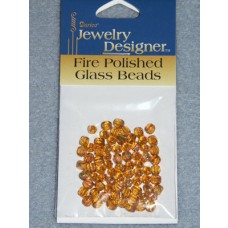 lFire Polished Czech Glass Beads - 4mm Amber - Pkg_75