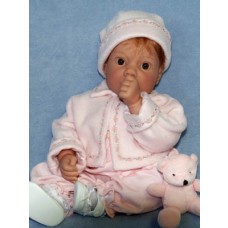 Pink Fleece 3pc Set w_Rosebud Trim - 19"20" Doll