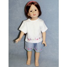 Purple Shorts & White T-Shirt Set for 18" doll