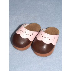 lShoe - Scallop Clogs - 3" Brown & Pink