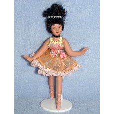 5 1_2" Porcelain Hispanic Ballerina Doll w_Black Hair