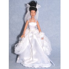 7 1_2" Hispanic Porcelain Bride Doll w_Black Hair