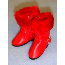 Boot - 3" Red w_ Fur