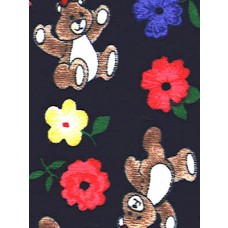 Fabric-Brown Bears_Flower Knit-Nav