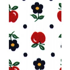 Fabric - Apples & Flowers Knit-White