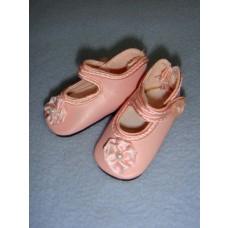 Shoe - German Strap w_Rosette - 2 1_4" Pink