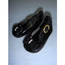 Shoe - Patent w_Lace Bow & Cutouts - 3" Black