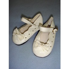 Shoe - Patent w_Lace Bow & Star Cutouts - 3" White