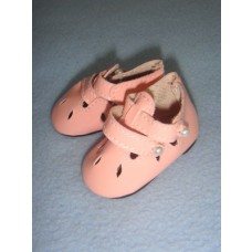 Shoe - Two-Strap Patent w_Cutwork - 2 1_2" Pink