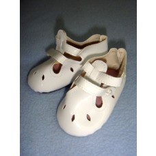 Shoe - Two-Strap Patent w_Cutwork - 3 1_4" White