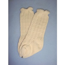 Sock - Knee-High Cotton Crochet - 18-20" Ivory (4)