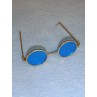 Glasses - Round - 3" Gold Wire w_Blue Lens