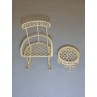 Mini Iron Fairy Garden Rocking Chair & Table - Cream