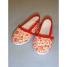 Shoe - Cloth Slip-On - 3 1_8" Red & Pink Floral