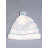 Knit Baby Cap - 10" White & Blue