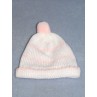 Knit Baby Cap - 10" White & Pink