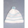 Knit Baby Cap - 12" White & Blue