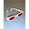 Sunglasses - 3 1_4" White w_Pink Lens