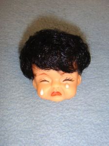 2" Crying Baby Head w/Black Hair