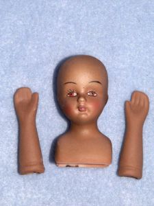 2" Porcelain Head/Hands - Dk Skin