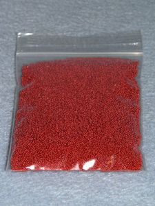 .75 - 1mm Red Glass Beads - 2 oz.