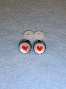 Eye - 12mm Silver w/Red Heart Pkg/6