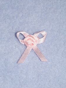 Ribbon Bow w/Rose 1 1/4" Pink Pk/6