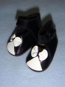 Shoe - Ankle Strap - 2 1/8" Black w/White Bow