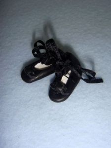 Shoe - Tiny Tie w/Bow - 3/4" Black