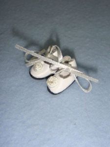 Shoe - Tiny Tie w/Rosette - 1/2" White