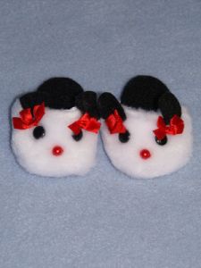 Slipper - Panda -3" White w/Black & Red