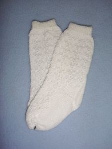 Sock - Cotton Crochet w/Design - 8-11" White (00)