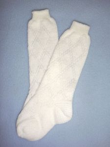 Sock - Fancy Diamond Knee-High - 24-26" White (8)