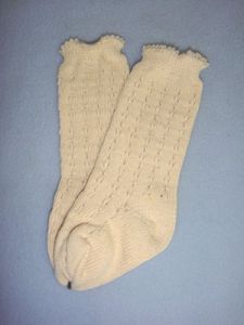 Sock - Knee-High Cotton Crochet - 21-24" Ivory (6)